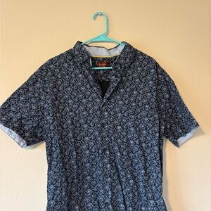 Men's Blue Floral Button Down Shirt